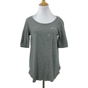 Maloja Shirt Women Extra Large Gray Spacedye Linen Blend Half Sleeve Button Back